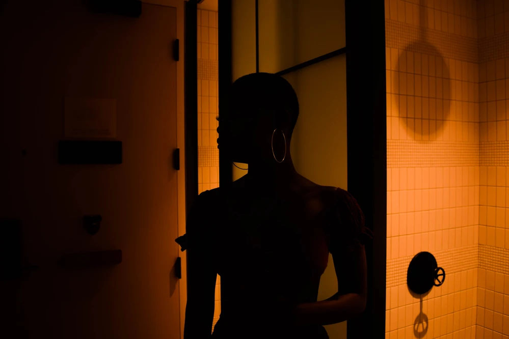 Purple dress silhouette